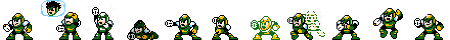 Flash Man (Green Alt) | Base Sprite Left<div style="margin-top: 4px; letting-spacing: 1px; font-size: 90%; font-family: Courier New; color: rgb(159, 150, 172);">[robot:left:base]{flash-man_alt2}</div>