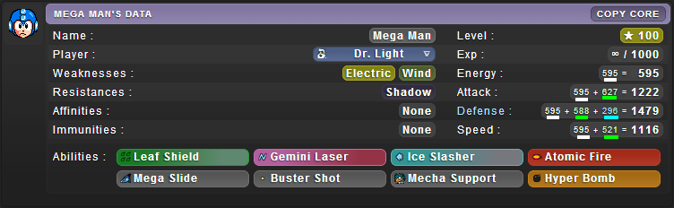 Robot Editor : Mega Man Stats